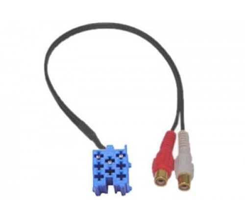 Audio adapterkabel 2x RCA F - 8 pin blauw mini iso aux 0.1m