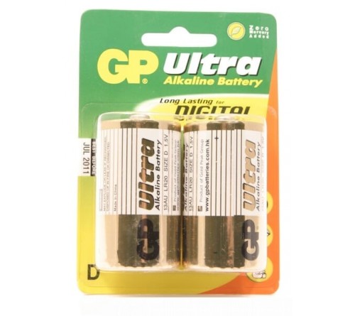 GP Ultra Alkaline LR20 (D Mono) grote staaf  blister 2 (13AU