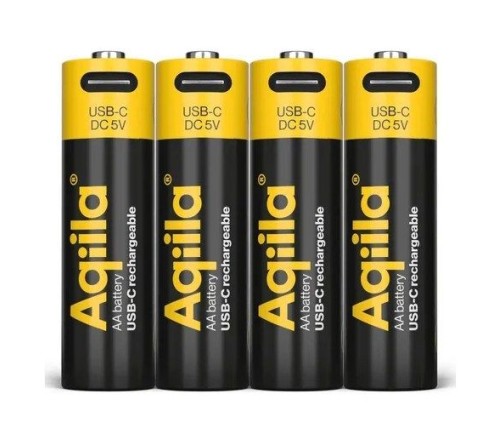 Aqiila AA batterij Oplaadbaar USB-C 2000 mAh Li-Ion 1,5V 4x