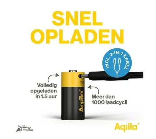 Aqiila CR123A batterij Oplaadbaar USB-C 750 mAh Li-Ion 3V 2x