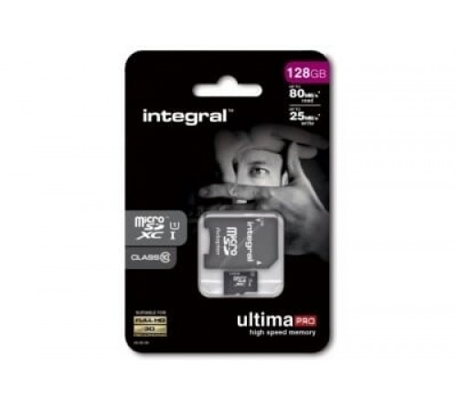 Integral MicroSDXC 128GB class 10 80MB/s incl. SD adapter