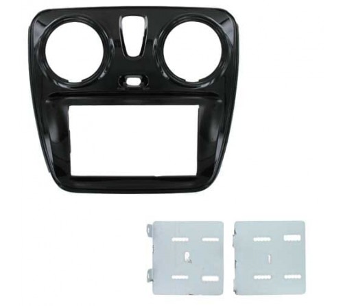 2-DIN frame Dacia Dokker  Lodgy 12- met OEM 1-DIN piano zwar