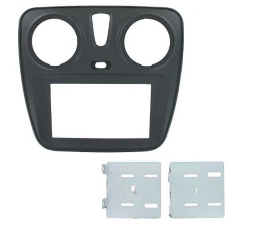 2-DIN frame Dacia Dokker  Lodgy 12- met OEM 1-DIN mat zwart