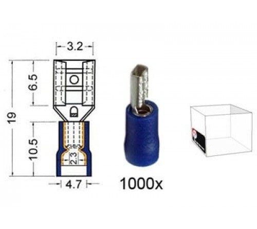 Kabelschoen schuif vrouwelijk  2.8 mm blauw 1000 stuks