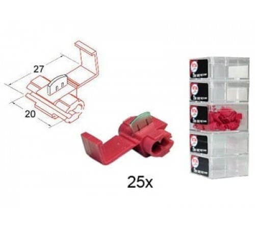 Kabelverbinder rood 20x27 mm 25 stuks