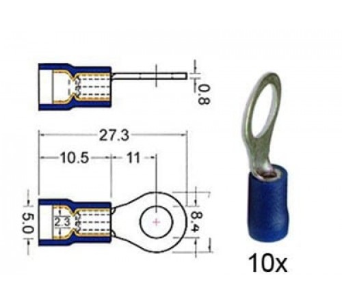 Kabelschoen ring  8 4mm blauw  10 stuks.