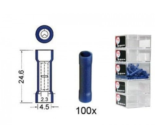 Kabeldoorverbinders blauw 2 3-4 5 mm 100 stuks