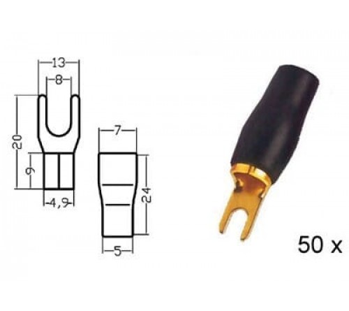 Kabelvork geisoleerd VERGULD zwart 10mm - 7AWG diam 8.5m
