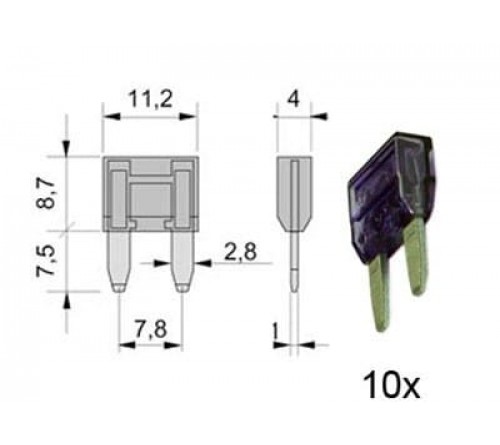 steekzekering MINI 3A VIOLET 10 stuks verpakt in blister