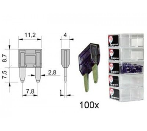 steekzekering MINI 3A VIOLET 100 stuks in een doosje
