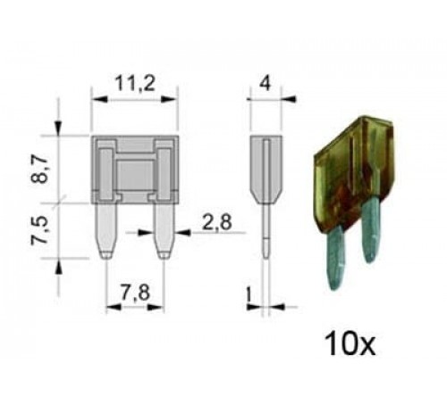 steekzekering MINI 5A BEIGE 10 stuks verpakt in blister