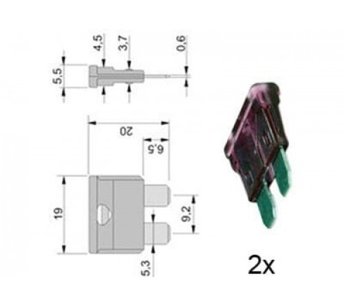 steekzekering 3A VIOLET 2 stuks verpakt in blister