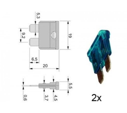 steekzekering 15A Blauw 2 stuks verpakt in blister