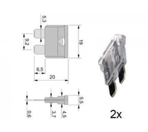 steekzekering 25A transparant 2 stuks verpakt in blister