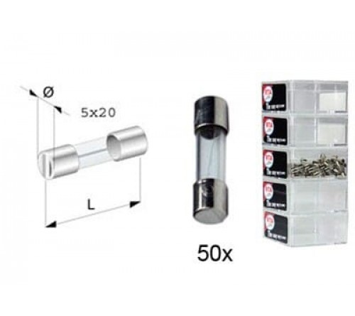 glas zekering rapid type 2A 5x20 mm 50 stuks in een doosje