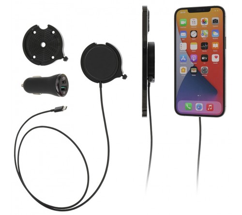 Brodit houder met MagSafe Charger-zwart/sig. iPhone 12-17