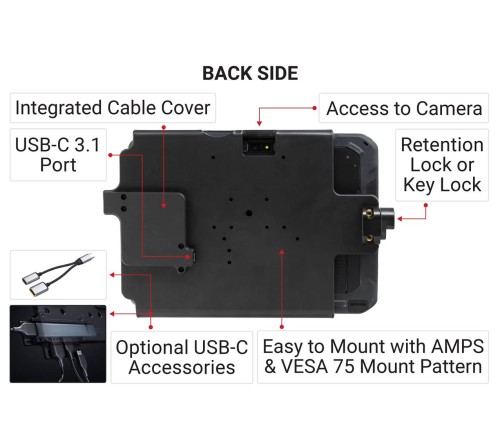 Brodit houder Zebra ET60/65 with keylock/ usbC 3.1
