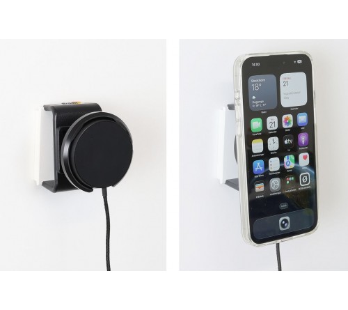 Brodit houder met Magnetic Charger Qi2 25 W - zwart/sig.