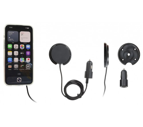Brodit houder met Magnetic Charger Qi2 25 W - zwart/sig.