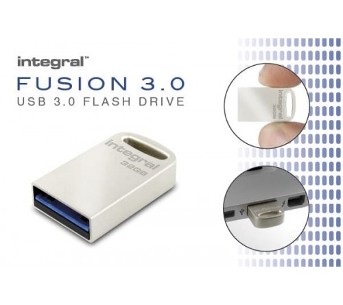Integral 64GB usbA 3.0 Flash Drive Metal Fusion