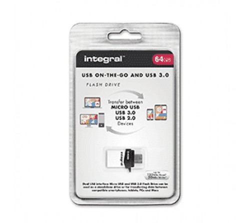 Integral 64GB Micro-usb Fusion OTG & USB 3.0 Flash Drive