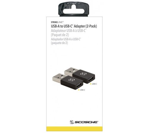 Kabeladapter usbC - usbA Scosche 2 stuks Black
