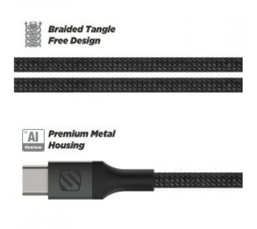 Datakabel lightning - usbC Scosche Braided 2.4m zwart