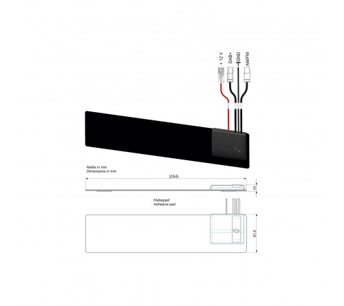 Combi antenne AM/FM  DAB+ plak 2x Fakra M 3mtr