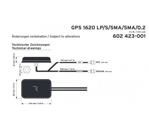Combi antenne GPS 1620 LP/S/SMA/SMA/0.2