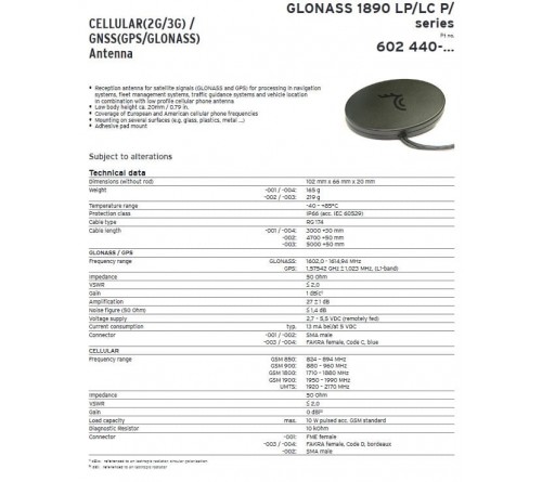Combi antenne GLONASS 1890 LP/LC/P/FAKRA/5.0