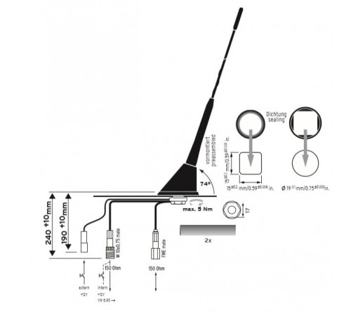 Combi antenne AM/FM/GSM/UMTS CR 85 21 RD S