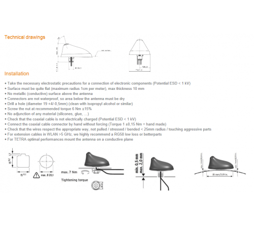 Combi antenne TGN 3847 RD S - FMEf SMBf 0 2