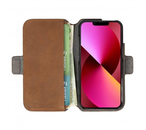 Krusell Leather Phone Wallet Apple iPhone 13 - cognac
