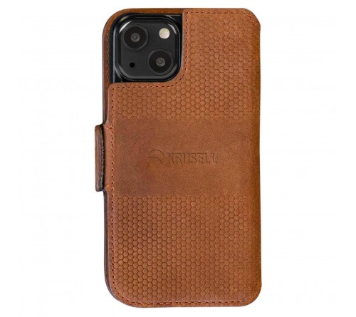 Krusell Leather Phone Wallet Apple iPhone 13 - cognac