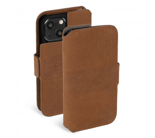 Krusell Leather Phone Wallet Apple iPhone 13 - cognac