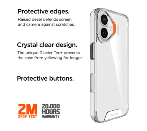 Eiger Glacier case Apple iPhone 16 - transparant