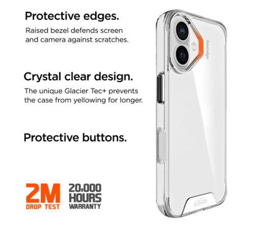 Eiger Glacier case Apple iPhone 16 Plus - transparant