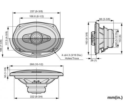 Pioneer TS-A6991F 5-weg speaker 700W 6" x 9