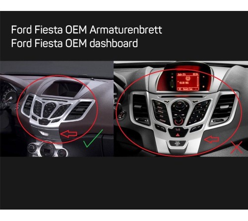 2-DIN frame Ford Fiesta 08-17 incl. display opening zwart