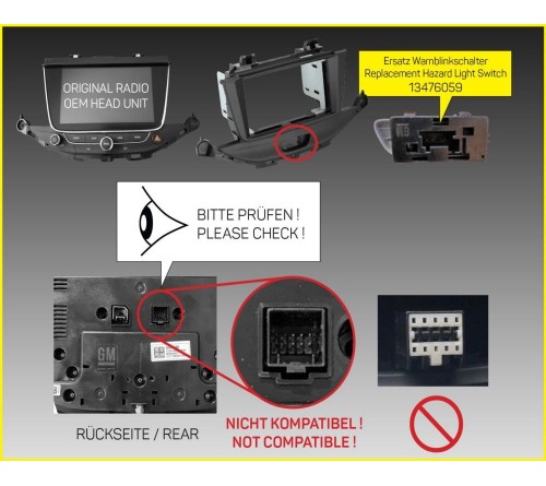 2-DIN frame Opel Astra 15-21 niet tbv intellilink  zwart