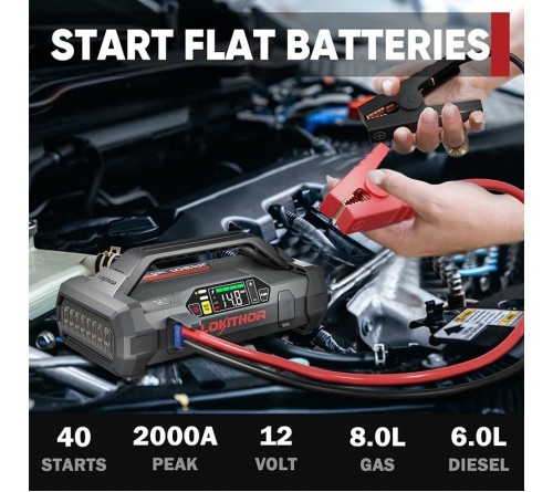 Lokithor JA301 2000A Lith Jumpstarter (74Wh) with compressor