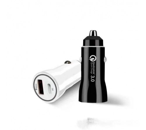 Lader 12/24V 1x usbC 1x usbA PD2.0 zwart