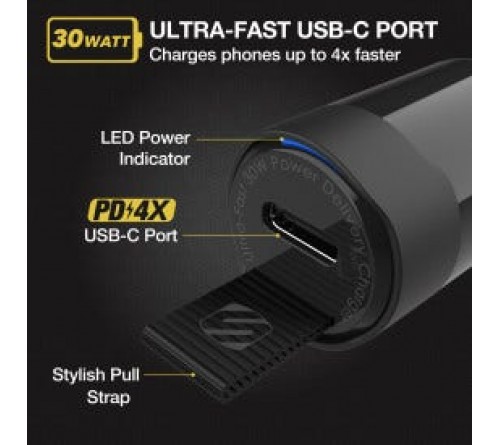 Lader 12/24V Scosche 30W 1x usbC PD 3.0 zwart