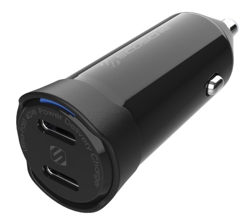 Lader 12/24V Scosche 40W 2x usbC PD 3.0 zwart