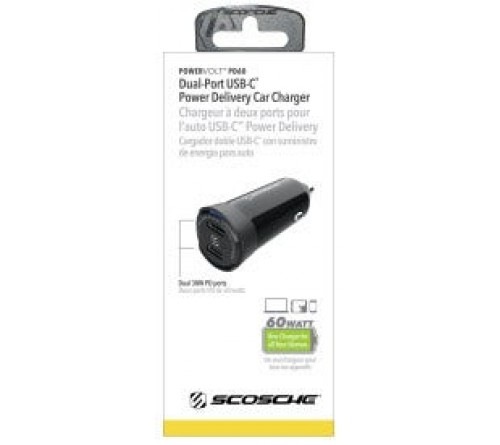 Lader 12/24V Scosche 60W 2x usbC PD 3.0 zwart