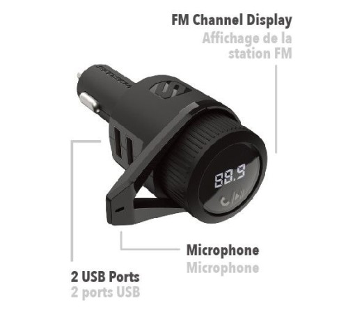 Wireless Carkit FM transmitter 12W 2x usbA