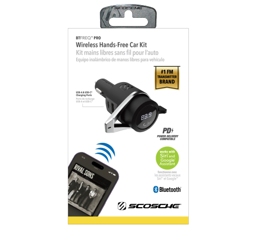 Wireless Carkit FM transmitter 18W PD 1x usbA 1xusbC 1xjack