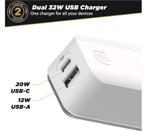 Lader 230V Scosche 20W 1x usbA 1x usbC
