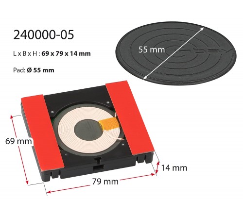 Lader 12V inbouw Inbay universeel 1 spoel Ø 55mm (Qi)