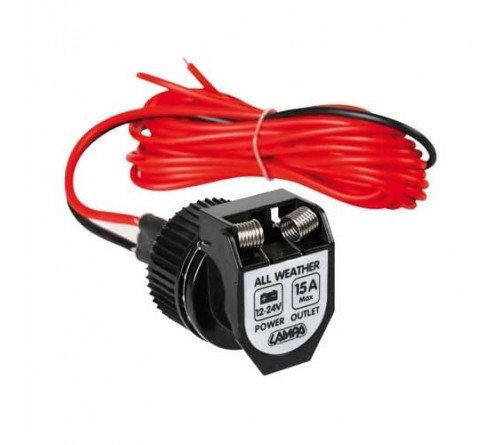 Lader 12v/24v inbouw sig plug F waterdicht 15A en 3.6m kabel